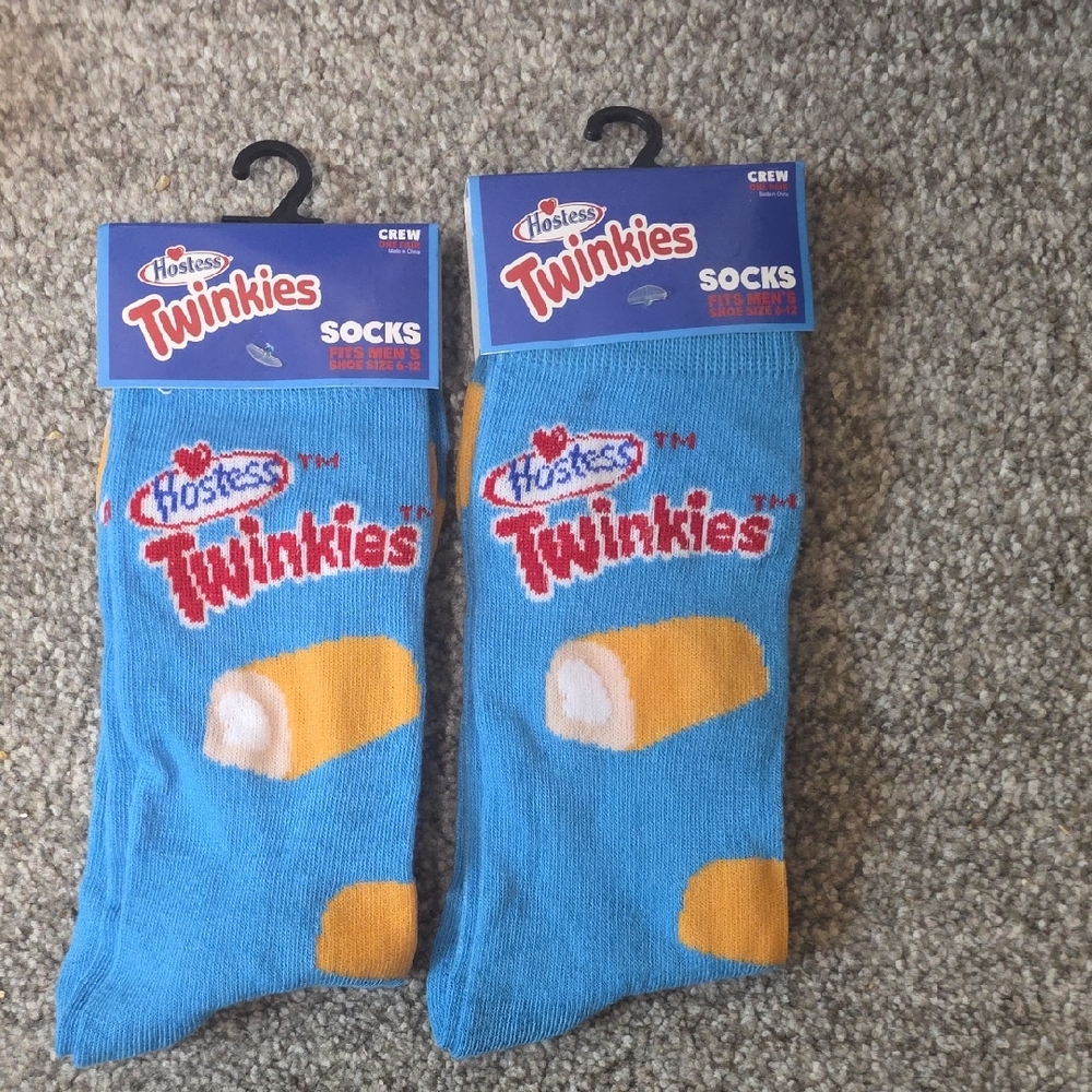 Hostess Twinkies Blue and Yellow Crew Socks